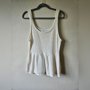 White Knit Peplum Tank Top